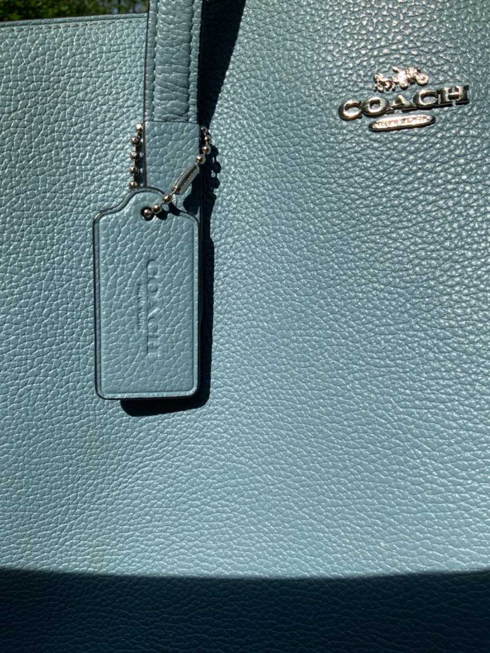 Coach Charlie Pale Blue Pebbled Leather Tote with Removable Strap - Picture 8 of 16